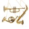 KSA Pack of 12 Gold Antique Musical Instrument Christmas Ornaments 20.25"